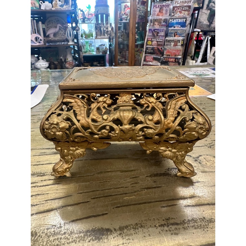 Antique 1900s Jennings Brothers Style Art Nouveau Jewelry Casket Trinket Box